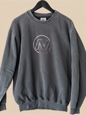 Gorpcore Retro 90s Nike Acid Wash Charcoal Gray Center Logo Pullover M